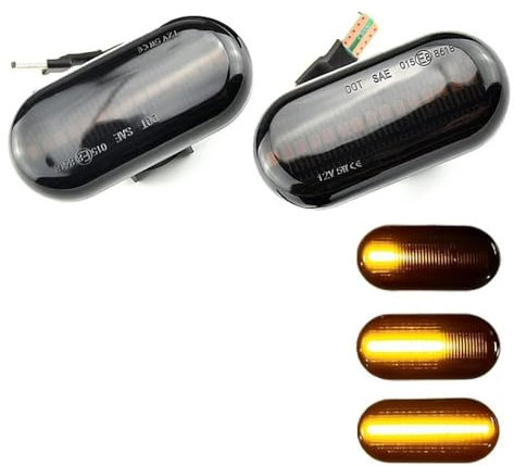 Huhpa Dynamisch LED Blinkerlichter Seitenmarkierungslampe for Renault Megane 1 Clio1 2 for Kangoo for Espace for Dacia for Duster for loodgy Smart Fortwo 453(Dynamic Smoked Type)