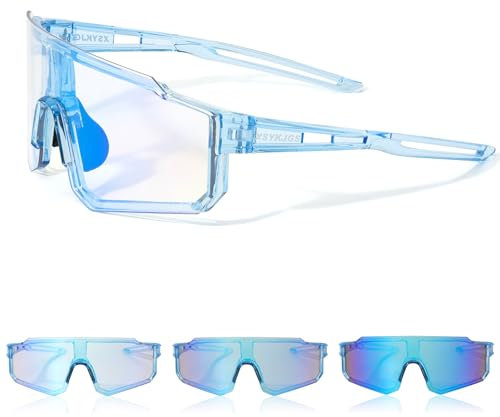 XSYKJGS Fahrradbrille Selbsttönend für Herren Damen - Photochromatische Sport Sonnenbrille UV400 Schutz Ultraleicht Schnelle Brille für Fahrrad, MTB, Angeln - Violett