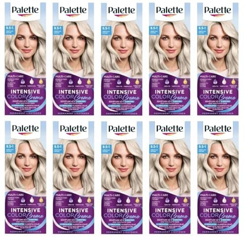 (Pack of 10) Palette Intensive Color Cream 9,5-1 (C9) Silver Blond Hair Color - Full Box - With English Instruction Leaflet