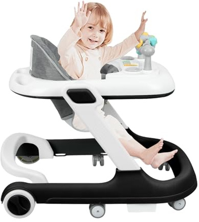 Lauflernwagen Babywalker 3-in-1 Lauflernwagen – Wippfunktion Babywippe mit Rollen, Musik, Schwarz