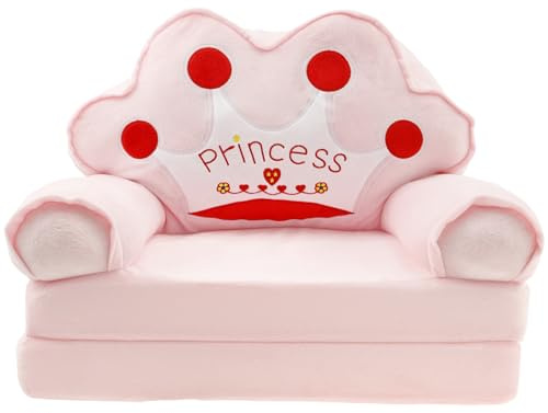 Divano Pieghevole per Bambini Guniata, Principessa, Rosa, Tessuto, Convertibile, 50.5x36x6, per la Festa dei Bambini e Compleanni