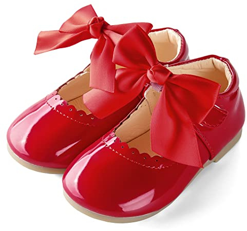 JerrisApparel Scarpe Bambina Vernice Fiocco Abito Mary Jane Ballerine