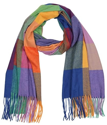 MIRROSI Modeschal weicher und warmer karierter Schal mit Fransen, 70x180cm (Viele tolle Farboptionen zur Auswahl), Damen Halstuch ideal für Herbst und Winter