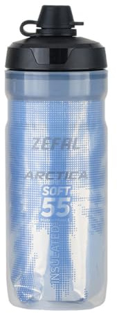 ZEFAL ARCTICA SC55 - Trinkflasche Fahrrad MTB mit Deckel 550ML - Isolierte Fahrradflasche Thermo - Silber-Blau - Sportflasche Fahrrad Trinkflasche