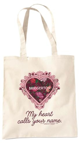 Bridgerton My Heart Calls Your Name Bolsa Tote Reutilizable para Compras y Viaje, Natural