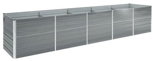 Refined Garten-Hochbeet Verzinkter Stahl 400×80×77 cm Pflanzbeet Frühbeet Pflanzkübel Pflanzkasten Blumenkübel Gemüsebeet Blumenkasten Grau