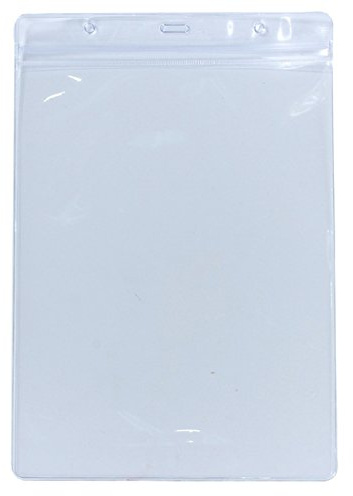 Pack de 50 Vinyle A5 ID Porte badge Poche Porte Pochettes Par Lanyards Tomorrow | VERTICAL Size 25 x 17cm - Pour Carte 22 x 16.6cm | Clair PVC d'identité plastique ID Carte Badge Porte-cartes Badge