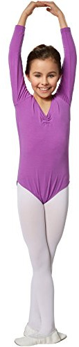 dressforfun Kinder Langarm-Body mit tiefem Rundhals-Ausschnitt, perfekte Passform, leicht tailliert, formbeständig, ideal zu kombinieren (140, Lila)