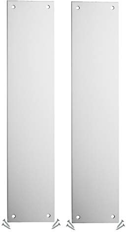 Aluminium Finger Push Plates for Doors (Pack of 2) - 300 x 75mm - Square Corner - 4 Pre-Cut Holes with Fixing Screws Included - 1.2mm Thick - Fire Door Guru®