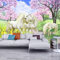 JINFANGBZ 3D Fototapete Wandbild 350 cm x 256 cm Einhorn-Traumkirschblüte Vliestapete Wandbild Wohnzimmer Wohnkultur Malerei