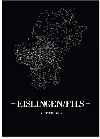 JUNIWORDS Stadtposter - Wähle Deine Stadt - Eislingen/Fils - 60 x 90 cm Poster - Schrift A - Schwarz