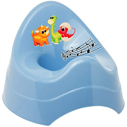alles-meine.de GmbH Musik & Sound - Töpfchen/Nachttopf/Babytopf - blau Tiere - Dinosaurier - Dino Bieco - Melody - mit großer Lehne + Spritzschutz - Babytöpfchen/Kinder..
