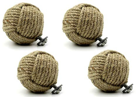 5MoonSun5's - Perillas de puerta de cuerda de yute hechas a mano para cajones, tiradores y pomos para cajones, 50 mm, 4 unidades