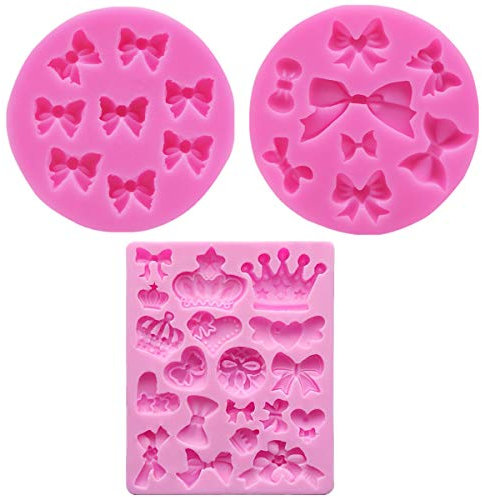 3 Pcs Bow Fondant Molds - Silicone Craft Fondant Molds for DIY Baking Cake Tool