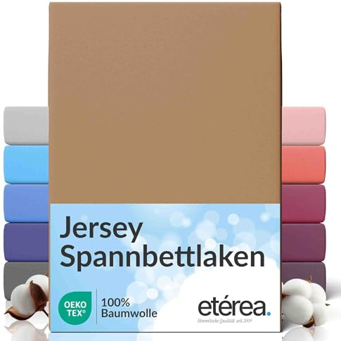 etérea Jersey Spannbettlaken 200x220-200x220 cm Stucco bis 25cm Höhe | 100% Baumwolle Jersey Spannbetttuch · Rundumgummizug bis 25 cm Steghöhe · bügelfrei & pflegeleicht · OEKO-TEX Made in Green
