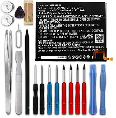 subtel, Batterie pour Tablette Compatible avec Samsung SM-T510 Galaxy Tab A 10.1 Wi-FI (3.85V, 6000mAh) + Kit d'outils