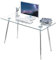 GOLDFAN Schreibtisch Glas Bürotisch Computertisch Arbeitstisch Eckschreibtisch Rechteckiger Tisch mit Silber Metallbeine