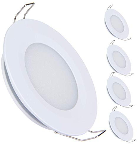 acegoo 4er Set 12V LED Einbauleuchte Wohnmobil 3W Spot Flach Einbaustrahler Deckenleuchte Loch 58-65mm für Boot Wohnwagen Auto Möbel, Voll Aluminium 215LM Warm Weiß (Weiß)