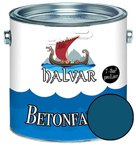 Halvar Betonfarbe/Bodenbeschichtung SEIDENMATT Blau RAL 5000-5024 Fassadenfarbe (5 L, RAL 5001 Grünblau)