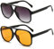 RUNHUIS Vintage Herren Polarisiert Sonnenbrille Damen Retro Oval 70er überdimensional Klassisch Pilotensonnenbrille UV400 Schutz (Schwarz/Grau+Schwarz/Gelb)
