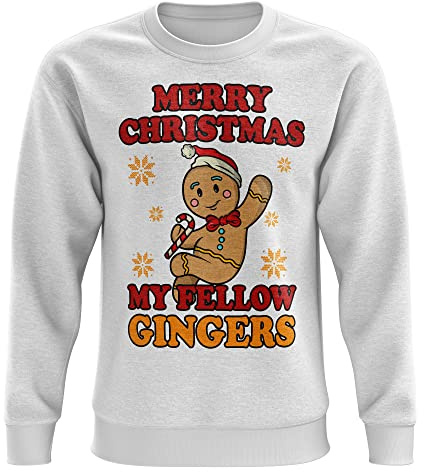 Fellow Gingers Sweatshirt, Red Head Ginger Hair Gingerbread Funny Christmas Jumper for Men Women, Office Party Tee Top Novelty TV Xmas Gifts