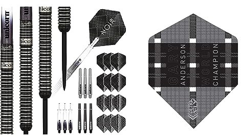 Unicorn Dartpfeile Noir – Gary Anderson 90% Wolfram 21 g Schwarz & Ultrafly Flights-Gary Anderson, schwarz/grau/weiß, Plus