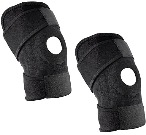 KAV Ginocchiere regolabili in neoprene per artrite, sollievo dal dolore alle articolazioni, ACL, lacrima al menisco, corridori, camminate e corsa,Cuscinetti neri, confezione da 2 pezzi