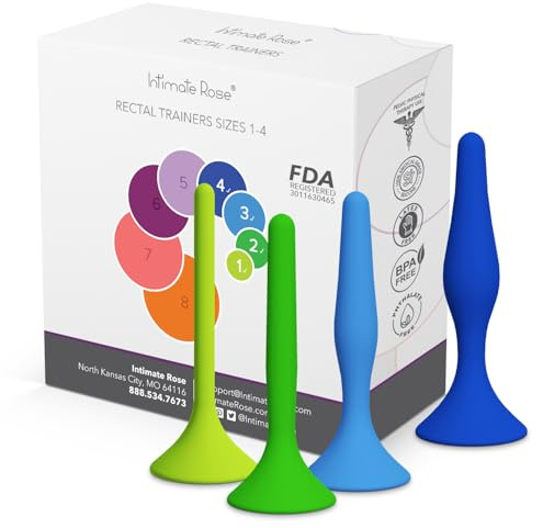 Rectal Dilator Trainer Set für Männer und Frauen - Beckenbodentherapie Werkzeug - Medizinisches Silikon - 4er Pack, Größen 1-4 | Beckenbodentherapiewerkzeug, medizinisches Silikon, FDA-registriert