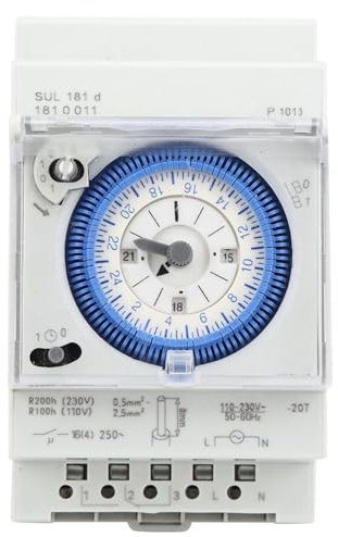 Jadeshay Timer Meccanico,AC250V 16A Interruttore Orario Temporizzatore Programmazione Giornaliera 24 Ore per Commutare Luce Scaldabagno Impianti di Irrigazione