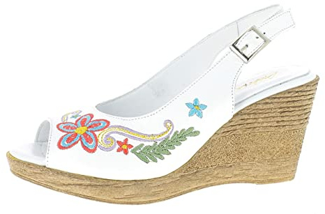 Andrea Conti Women's Sandals with Heel, White, 9.5 Women