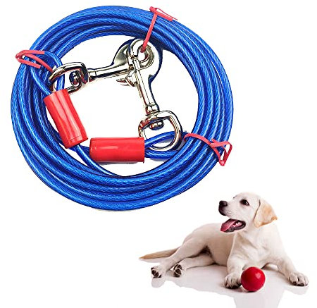 JVHLOV Cable de Amarre para Mascotas, Cable de Acero para Entrenamiento de Perros, Cable de Amarre Resistente para Perros, para Perros Medianos Pequeños Grandes