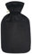 Premium Wärmflasche 2 Liter mit hochwertigem Supersoft Korean Fleece Bezug mit Reißverschluss und extra Fütterung - (Schwarz)