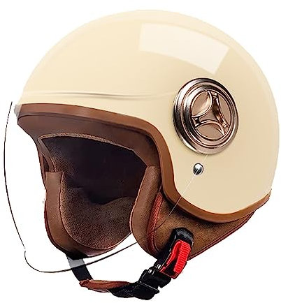BGGNG Casque Moto Demi-Jet Homme ECE Homologué Casque Semi-Ouvert Casque Jet Urbain Casque Moto Et Scooter Compact Femme Adulte avec Anti Scratch Visiere C,54-61CM