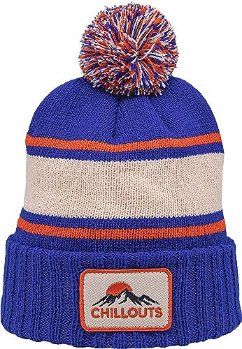 CHILLOUTS warme Bommelmütze - blau beige Wintermütze Nox Hat