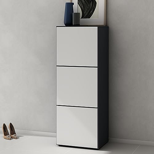 doporro Schuhschrank Schuhregal Schmal Schuhkommode 45 cm Schuhschrank in Anthrazit matt und weiß matt Holz Aufbewahrung für Schuhe mit 6 Fächern Schuhschrank02