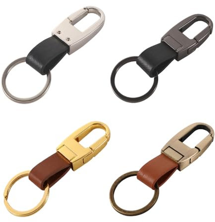Pokinge Lot de 4 porte-clés de voiture en cuir synthétique pour homme, porte-clés de luxe avec clip de ceinture, porte-clés de portefeuille de taille, coloré, taille unique
