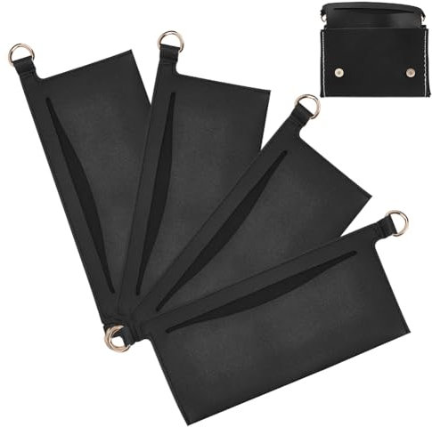 WADORN 4-Teiliger Organizer-Einsatz Für Geldbörsen-Umrüstsatz, Clutch-Designer-Brieftaschen-Umrüstsatz, Geldbörse, Umhängetasche, Umrüsteinsatz, Weiches Leder Mit D-Ringen, Schwarz, 17x6.8 cm