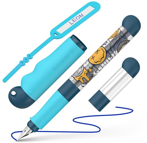 Schneider 162913 Base Kid Füller (für Linkshänder, mit Anfängerfeder und großen Fingerflächen) blau-türkis