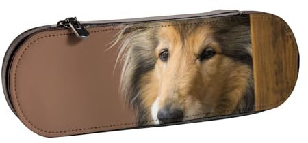 MIJKO Rough Collie Lassie Hunde Große Flauschige Hunde Haustiere, Federmäppchen, PU-Leder, Federmäppchen, großes Fassungsvermögen, Kosmetiktasche
