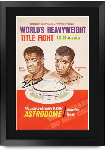 HWC Trading FR A3 Ernie Terrell v Muhammad Ali 1967 Bout Geschenke Gedruckter Signierter Autogramm Poster für Fans von Boxsport Memorabilien - A3 Gerahmt