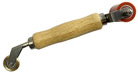 Inscrip 2 IN 1 Andrückwalze Rollen Hochtemperaturbeständige, 40 mm Hartgummi Andrückrolle und 6 mm Messing Bodenecke Nahtroller, PVC Schweißwerkzeug,Doppelkopf-Rolle,Hand Druckwalze,Gummi Seam Walze