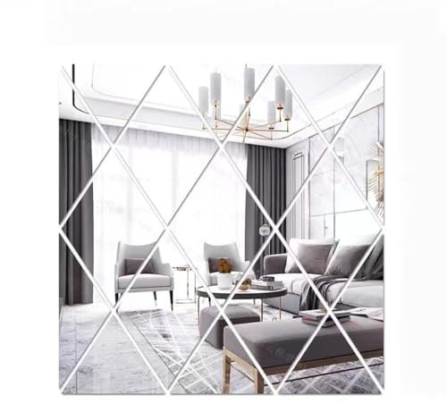 yufana 17 Stück Dreiecke Acryl Wandspiegel, Spiegel Wandaufkleber, 3D Wandaufkleber Deko Spiegel, Ideal fur Die Dekoration Der Dekospiegel fur Wohnzimmer,Schlafzimmer,Badezimmer,KüChe,WäNde(50*50Cm)