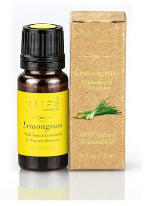 MateoEssentialsOils – Olio di Lemongrass 100% puro e naturale – Rivitalizzante – Ideale per aromaterapia, diffusori, massaggi e cosmetici fai-da-te – 10 ml