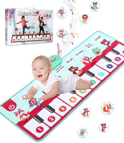 LEAZZLE Musikmatte für Kinder,Baby Spielzeug Musik Klaviermatte Tanzmatte Keyboard Kinder,Tanzmat Klaviermatte Lernspielzeug Geschenk,Geburtstag Mädchen Junge 2 3 4 Jahre,Weihnachts Geschenke 110X38cm
