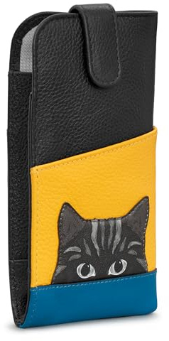 Yoshi Brillenetui aus weichem Leder mit Farbblock-Design für Damen und Herren, schlankes Design mit Lasche