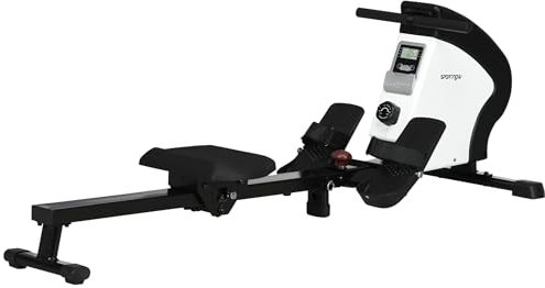 SPORTNOW Faltbares Heimtrainer - Aosom.de x FFHandball - leise Magnetbremse - 8 magnetische Widerstandsstufen - LCD-Multifunktionsdisplay - Stahl schwarz weiß
