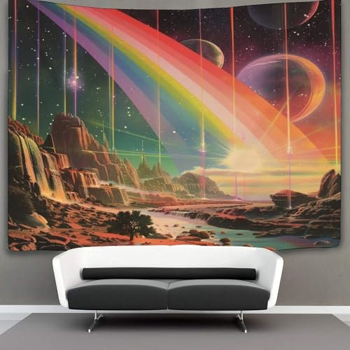 kaiyun Weltraum Regenbogen Wandteppich Wandtuch Wandbehang Tapestry Tapisserie Wanddekoration Abstrakt Wandkunst Wandtücher 130cmx150cm