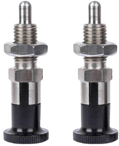 XINRUI 2 Stück Edelstahl-Federstößelstift M6 M8 M10 M12 M16 mit selbstsicherndem Knopf, einziehbarer Schnellverschluss-Sicherungsstift for Werkzeugkästen und mechanische Anwendungen(M6)