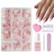 DMQ Coffin False Nails Kit with Glue, 240Pcs Natural Gradient Pink Press on Nails, Acrylic Fake Nails Pink Tips, 12 Sizes Glossy Full Cover Stick on Nails for Women Girls Nails Art