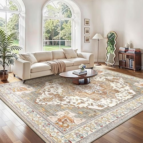 GENIMO Vintage Teppich Wohnzimm 160x230CM Teppich Schlafzimmer Waschbare Kurzflor rutschfest Boho Carpet, Brick